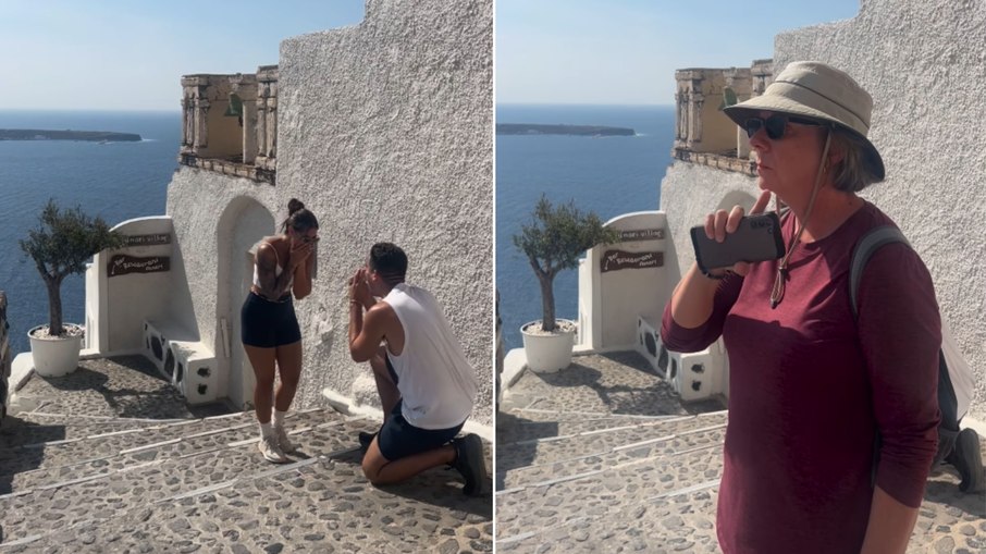 Pedido de casamento romântico vira cena engraçada Pedido de casamento romântico vira cena engraçada