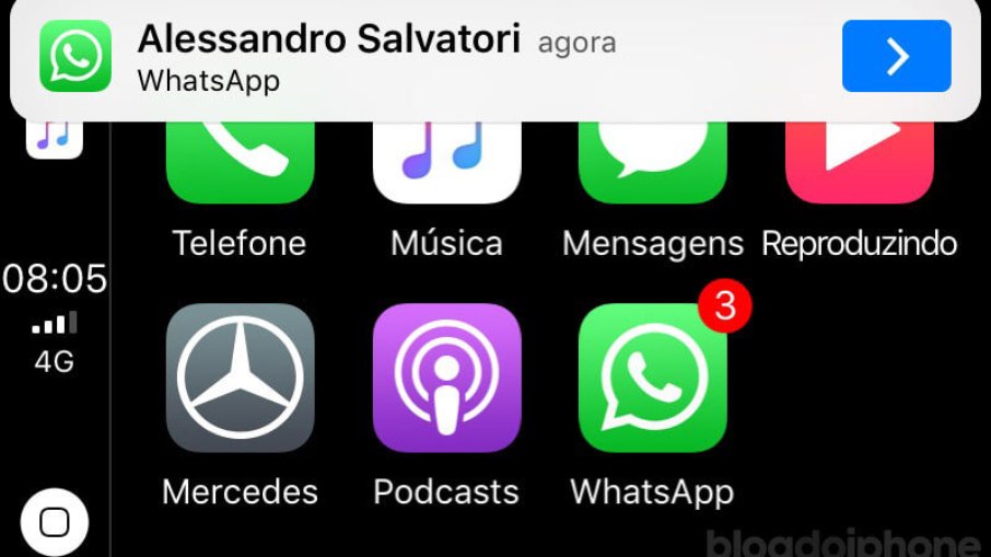 Representação de notificação via Apple CarPlay
