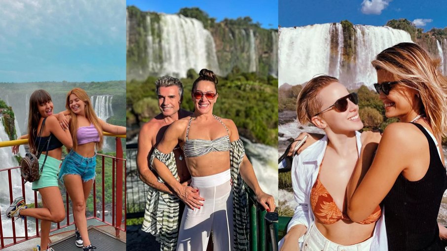 Famosos aproveitam a beleza das Cataratas de Foz do Iguaçu.