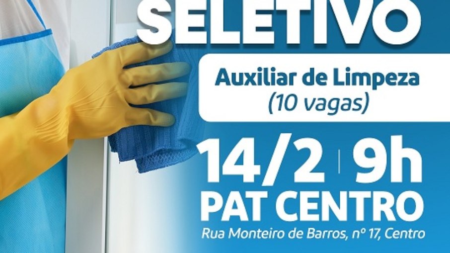 Interessados devem comparecer ao PAT Centro, às 9 da manhã