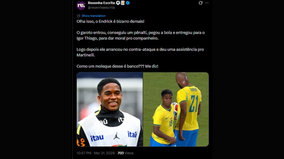 Deveria ter batido? Internet repercute pênalti sofrido por Endrick