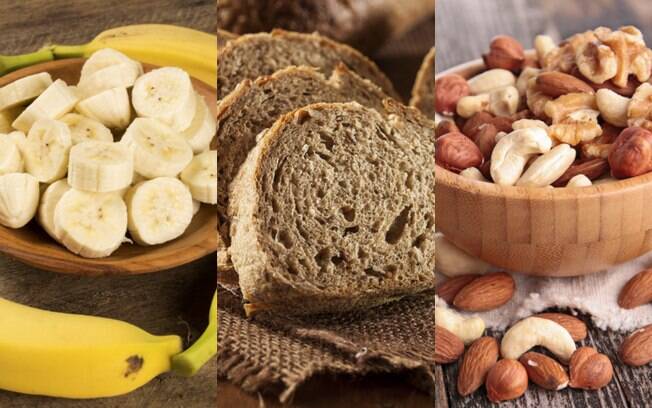 Banana, pão integral e castanhas estão entre os alimentos ricos em fibras