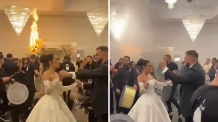 Casamento na Austrália termina em incêndio; assista
