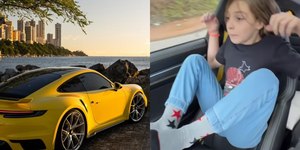 Criança "voa" no banco do passageiro de Porsche 911; assista