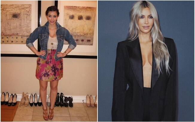 Kim Kardashian no início da carreira de stylist e atualmente