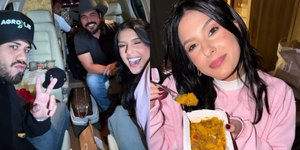 Ana Castela ganha marmita "mastigada" de Zé Felipe durante voo