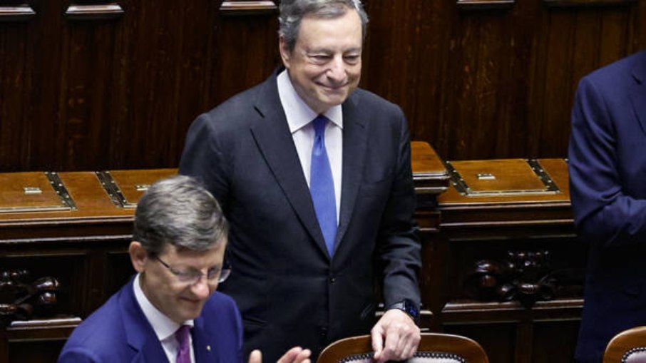 Mario Draghi durante sessão na Câmara dos Deputados