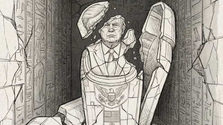 Líder do Irã publica charge de Trump como sarcófago destruído