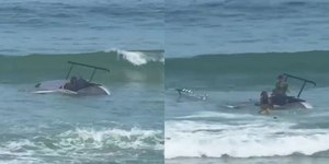 Vídeo: helicóptero faz pouso forçado no mar da praia da Barra