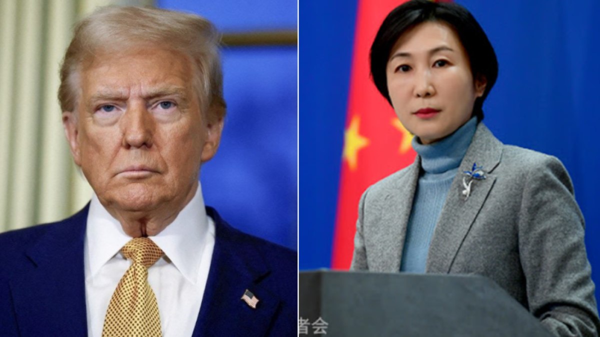 Donald Trump (E) e Mao Ning (D)