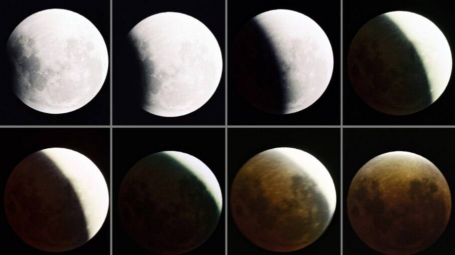 Eclipse lunar total capturado pelo astronômo Rodolfo Langhi, coordenador do Observatório de Astronomia da UNESP (Universidade Estadual Paulista)