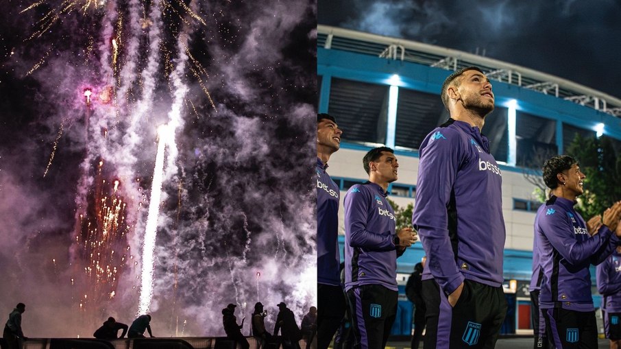 Torcida do Racing festeja elenco antes de encarar o Flamengo