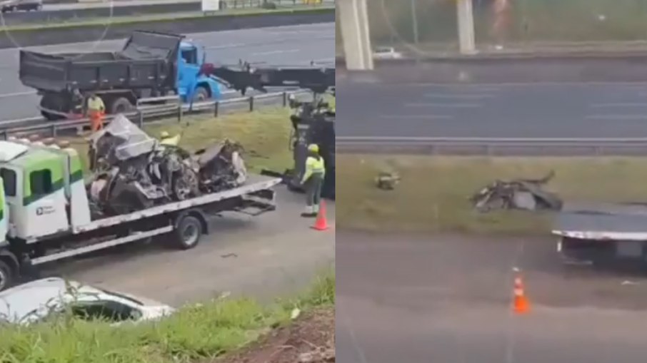 Porshe destruida na Rodovia dos Imigrantes Porshe destruida na Rodovia dos Imigrantes
