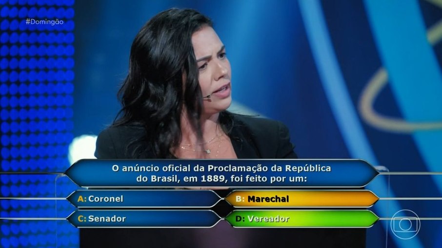 Luana de Ávila errou pergunta no valor de 20 mil Reais
