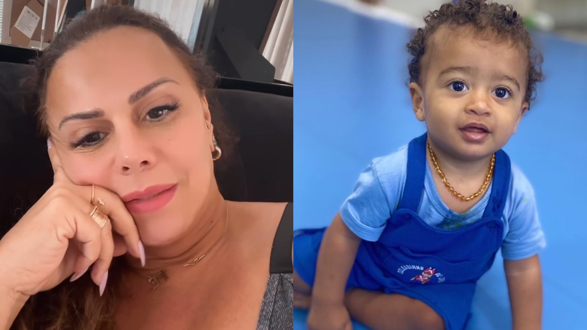 Viviane Araujo e o filho Joaquim, de 1 ano