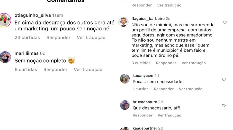 Internautas criticam postura da empresa Cabana Burger em post nas redes sociais