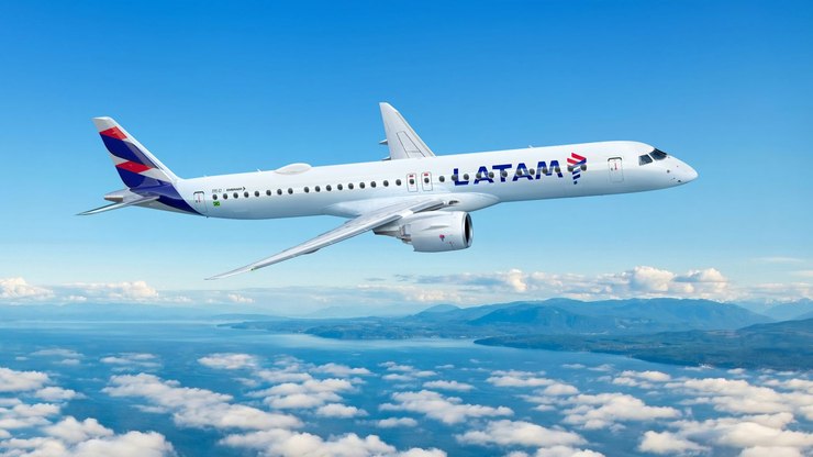 Passageiros terão novas rotas no avião Embraer E195-E2 da Latam