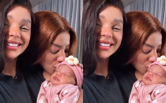 Ludmilla e Brunna mostram rosto de Zuri pela primeira vez