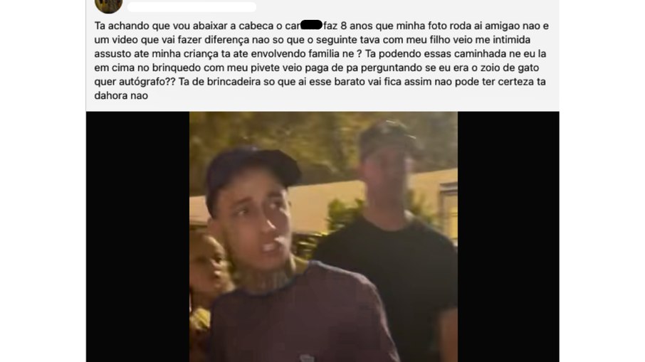 A sentença assinada no feed: Print da última postagem de Roberto Hipólito no Facebook, feita na véspera de sua morte. Na legenda, ele desafia o PCC e publica o vídeo da discussão no bar que selou seu destino no Tribunal do Crime