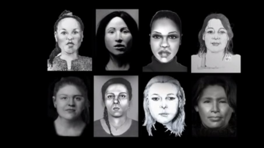 Interpol divulgou imagens das 22 Mulheres que foram encontrados nas últimas décadas na Alemanha, na Bélgica e nos Países Baixos