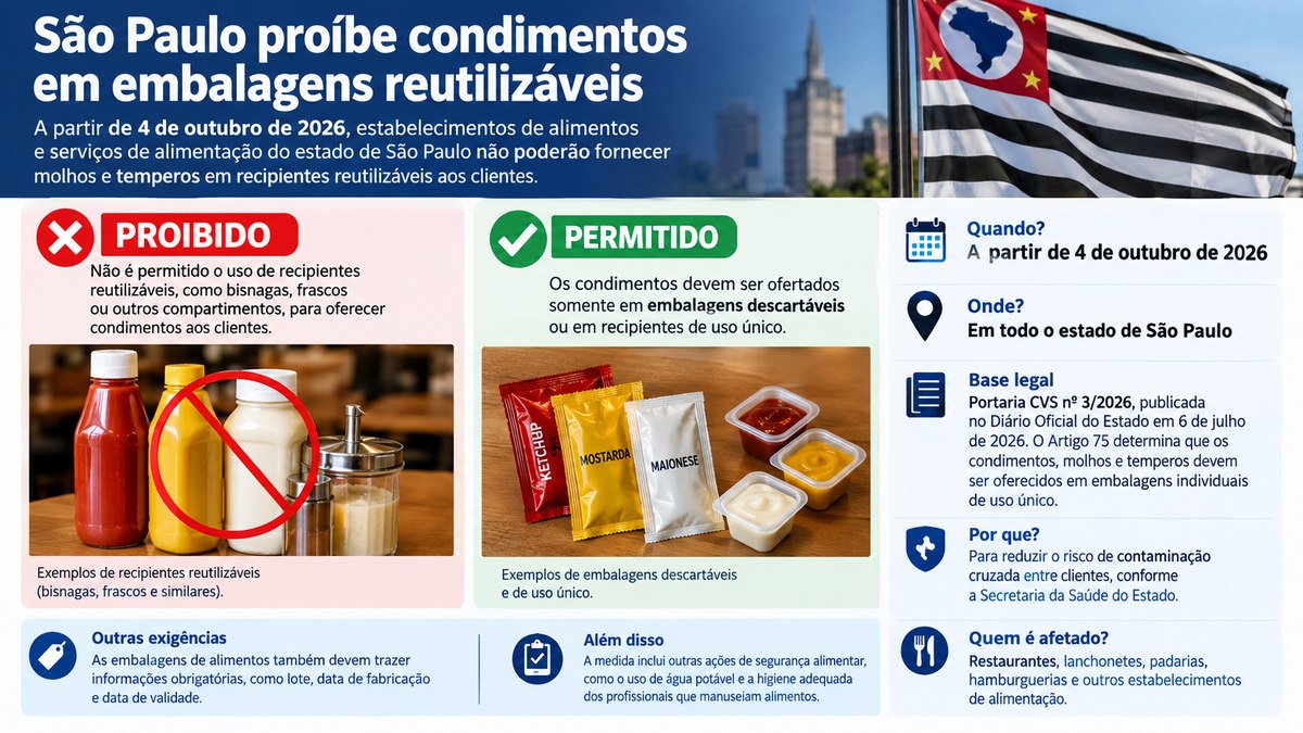 Estabelecimentos de SP não podem mais ofertar bisnagas de molhos