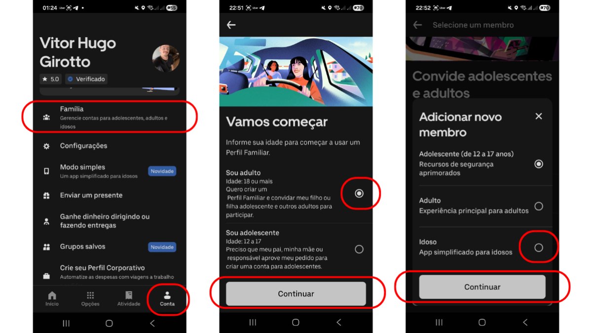 Como criar Perfil Familiar para controlar viagens de membros