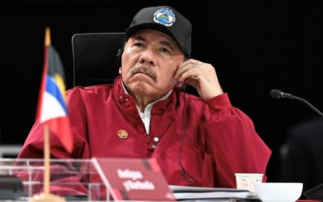 O presidente da Nicarágua, Daniel Ortega, durante sessão de abertura do encontro com a Aliança Bolivariana para os Povos da América (ALBA-TPC), realizada em Caracas, Venezuela, em 14 de dezembro de 2024