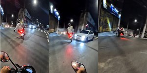 Vídeo: carro atinge moto com duas pessoas em São Paulo