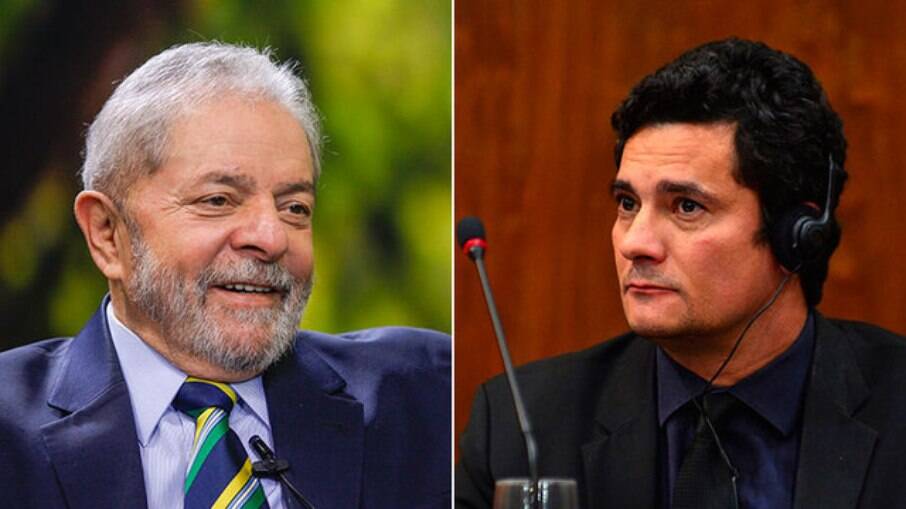  O ex-presidente Lula (PT) e o ex-ministro da Justiça Sérgio Moro (Podemos)