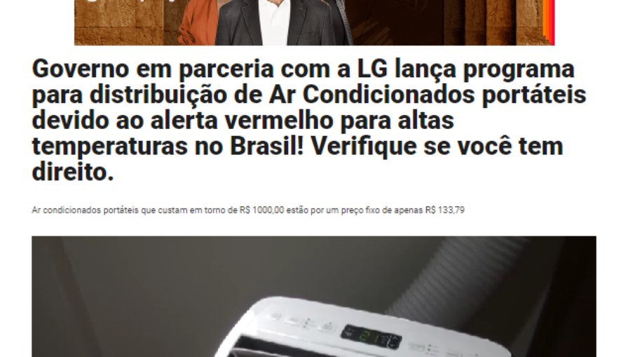 O site visa fazer uma imitação do portal CNN Brasil para passar um golpe