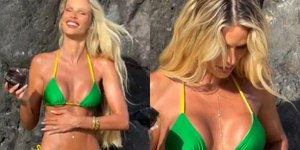 Yasmin Brunet surge de biquíni fininho e exibe corpão: "Bronze"