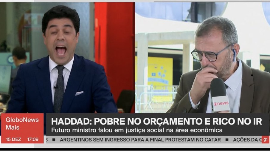 Comentarista da Globo News engole mosquito ao vivo e fica engasgado