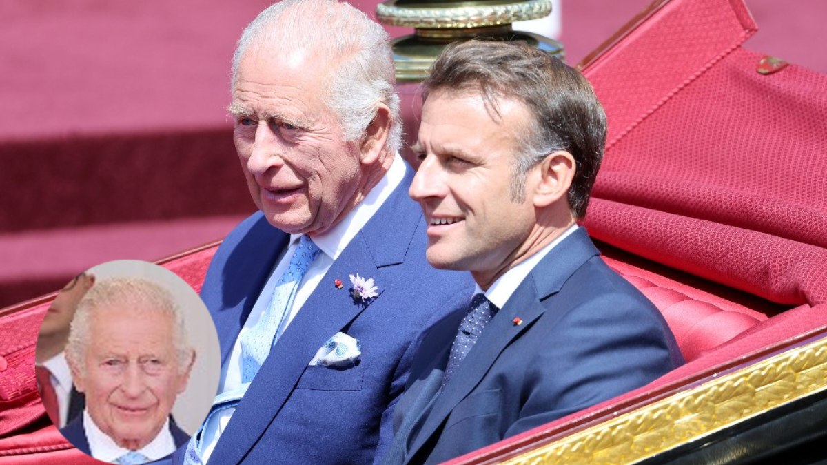 O rei Charles foi visto com um olho vermelho ao receber o presidente francês Emmanuel Macron e Brigitte Macron no Castelo de Windsor O rei Charles foi visto com um olho vermelho ao receber o presidente francês Emmanuel Macron e Brigitte Macron no Castelo de Windsor