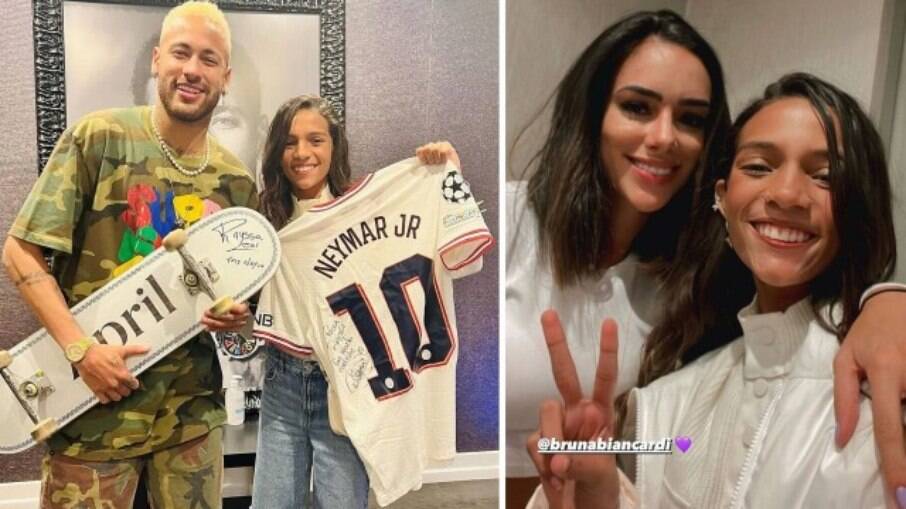 Rayssa Leal passou o dia com Neymar e Bruna Biancardi