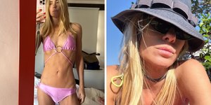 Carolina Dieckmmann renova bronzeado e se refresca no Rio; veja