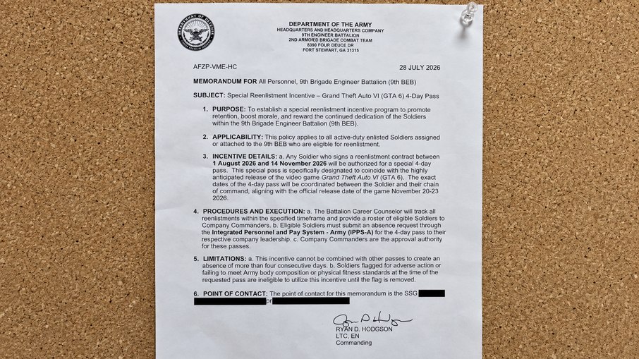 Proposta de folga para soldados dos Estados Unidos envolve GTA VI Proposta de folga para soldados dos Estados Unidos envolve GTA VI