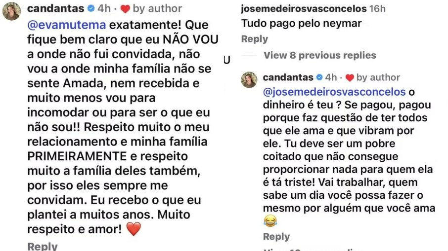Carol Dantas responde comentários nas redes sociais