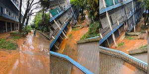 Escadaria da Fé em Aparecida é interditada por causa da chuva