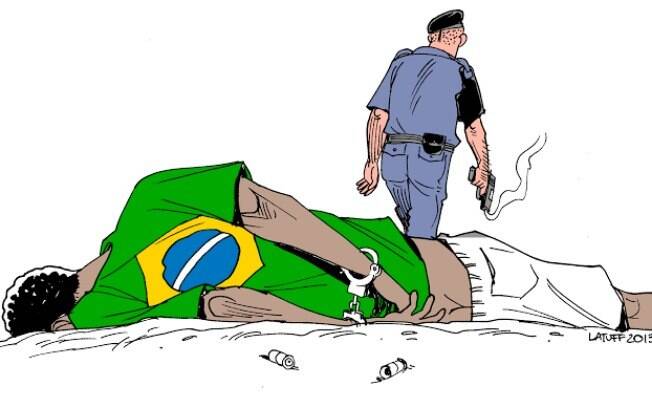 Charge sobre o genocídio negro feita por Carlos Latuff
