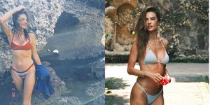 Alessandra Ambrósio mostra viagem de biquini