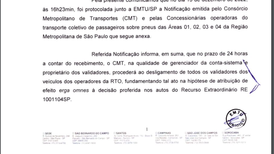 Carta Circular enviada pela EMTU às Cooperativas. Carta Circular enviada pela EMTU às Cooperativas.