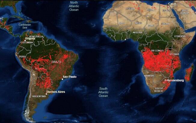 Imagens de satélite mostram como África arde em chamas