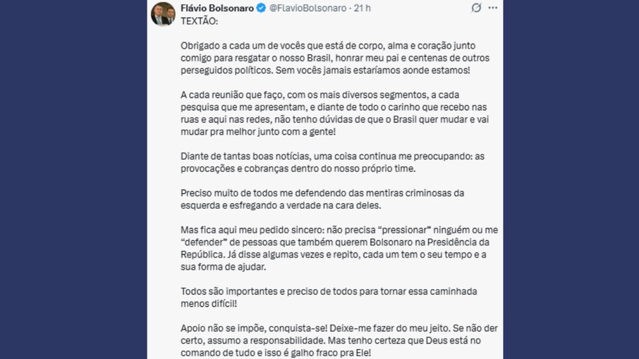 Flávio Bolsonaro pede pacificação entre aliados após embate entre Nikolas Ferreira e Jair Renan
