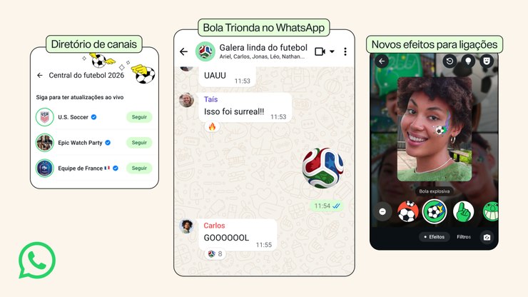 WhatsApp lança recursos para a Copa 2026: IA, Trionda e canais