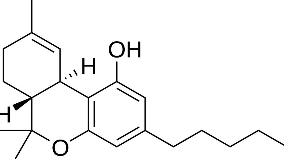 Estrutura molecular 2D do Tetrahidrocanabinol (THC)