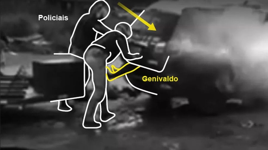  Policiais seguraram a tampa do porta-malas da viatura com Genivaldo de Jesus Santos dentro