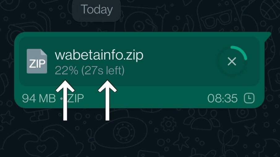 WhatsApp vai mostrar quanto tempo falta para concluir o envio de um arquivo