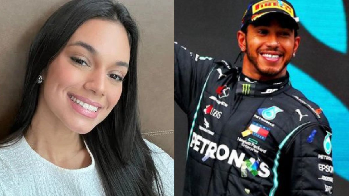 Alane Dias e Lewis Hamilton