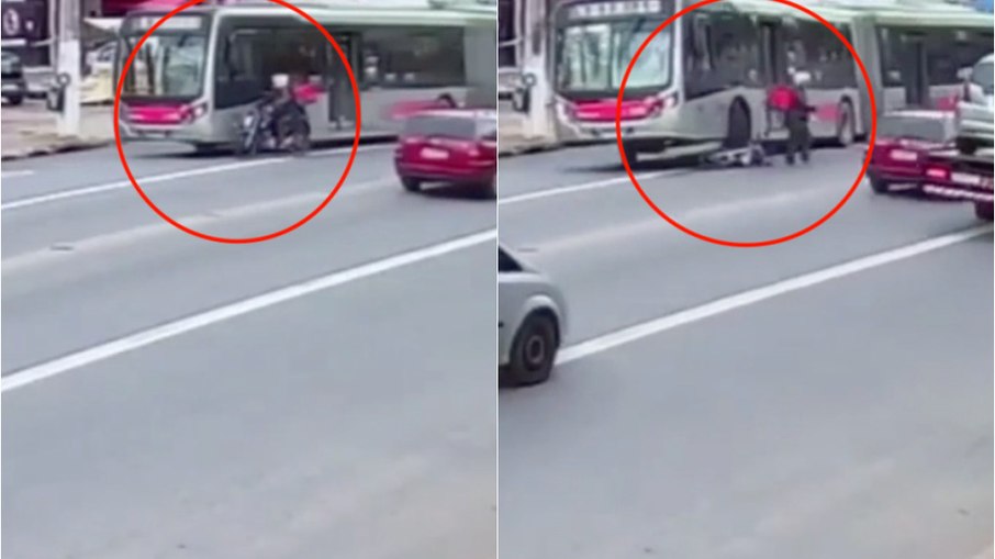 Motorista de ônibus atropelou moto durante briga de trânsito