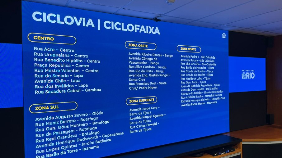 Endereços que receberão as novas ciclofaixas